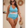 imageB2prity Womens Plus Size One Piece Swimsuit Tummy Control V Neck Bathing Suit Ruched High Waisted Cutout SwimwearLight Blue