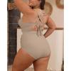 imageB2prity Womens Plus Size One Piece Swimsuit Tummy Control V Neck Bathing Suit Ruched High Waisted Cutout SwimwearLight Brown