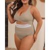 imageB2prity Womens Plus Size One Piece Swimsuit Tummy Control V Neck Bathing Suit Ruched High Waisted Cutout SwimwearLight Brown