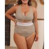 imageB2prity Womens Plus Size One Piece Swimsuit Tummy Control V Neck Bathing Suit Ruched High Waisted Cutout SwimwearLight Brown