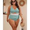 imageB2prity Womens Plus Size One Piece Swimsuit Tummy Control V Neck Bathing Suit Ruched High Waisted Cutout SwimwearLight Green