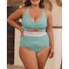 imageB2prity Womens Plus Size One Piece Swimsuit Tummy Control V Neck Bathing Suit Ruched High Waisted Cutout SwimwearLight Green
