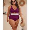 imageB2prity Womens Plus Size One Piece Swimsuit Tummy Control V Neck Bathing Suit Ruched High Waisted Cutout SwimwearWine Red