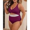imageB2prity Womens Plus Size One Piece Swimsuit Tummy Control V Neck Bathing Suit Ruched High Waisted Cutout SwimwearWine Red
