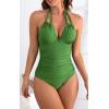 imageB2prity Womens Slimming One Piece Swimsuits Tummy Control Bathing Suit Halter Swimwear for Big Busted Curvy WomanAgreen