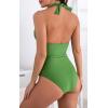 imageB2prity Womens Slimming One Piece Swimsuits Tummy Control Bathing Suit Halter Swimwear for Big Busted Curvy WomanAgreen