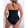 imageB2prity Womens Slimming One Piece Swimsuits Tummy Control Bathing Suit Halter Swimwear for Big Busted Curvy WomanBlack