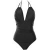 imageB2prity Womens Slimming One Piece Swimsuits Tummy Control Bathing Suit Halter Swimwear for Big Busted Curvy WomanBlack