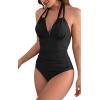 imageB2prity Womens Slimming One Piece Swimsuits Tummy Control Bathing Suit Halter Swimwear for Big Busted Curvy WomanBlack