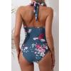 imageB2prity Womens Slimming One Piece Swimsuits Tummy Control Bathing Suit Halter Swimwear for Big Busted Curvy WomanBlue Printed