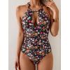 imageB2prity Womens Slimming One Piece Swimsuits Tummy Control Bathing Suit Halter Swimwear for Big Busted Curvy WomanColorful Floral