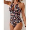 imageB2prity Womens Slimming One Piece Swimsuits Tummy Control Bathing Suit Halter Swimwear for Big Busted Curvy WomanColorful Floral