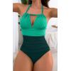 imageB2prity Womens Slimming One Piece Swimsuits Tummy Control Bathing Suit Halter Swimwear for Big Busted Curvy WomanGreen  Dark Green