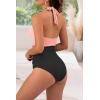 imageB2prity Womens Slimming One Piece Swimsuits Tummy Control Bathing Suit Halter Swimwear for Big Busted Curvy WomanLight Pink Black