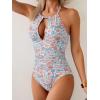 imageB2prity Womens Slimming One Piece Swimsuits Tummy Control Bathing Suit Halter Swimwear for Big Busted Curvy WomanOrange Floral