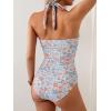 imageB2prity Womens Slimming One Piece Swimsuits Tummy Control Bathing Suit Halter Swimwear for Big Busted Curvy WomanOrange Floral