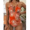 imageB2prity Womens Slimming One Piece Swimsuits Tummy Control Bathing Suit Halter Swimwear for Big Busted Curvy WomanOrange Printed