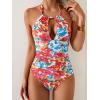 imageB2prity Womens Slimming One Piece Swimsuits Tummy Control Bathing Suit Halter Swimwear for Big Busted Curvy WomanRed Floral