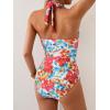 imageB2prity Womens Slimming One Piece Swimsuits Tummy Control Bathing Suit Halter Swimwear for Big Busted Curvy WomanRed Floral