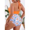 imageB2prity Womens Slimming One Piece Swimsuits Tummy Control Bathing Suit Halter Swimwear for Big Busted Curvy WomanYellow Printed