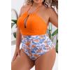 imageB2prity Womens Slimming One Piece Swimsuits Tummy Control Bathing Suit Halter Swimwear for Big Busted Curvy WomanYellow Printed