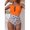 imageB2prity Womens Slimming One Piece Swimsuits Tummy Control Bathing Suit Halter Swimwear for Big Busted Curvy WomanYellow Printed
