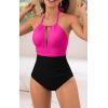 imageB2prity Womens Slimming One Piece Swimsuits Tummy Control Bathing Suit Halter Swimwear for Big Busted Curvy WomanZ94