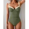 imageB2prity Womens Underwire One Piece Swimsuits Tummy Control Bathing Suits Push Up Swim Suit Color Block SwimwearArmy Green  White