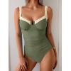 imageB2prity Womens Underwire One Piece Swimsuits Tummy Control Bathing Suits Push Up Swim Suit Color Block SwimwearArmy Green  White