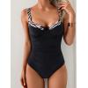 imageB2prity Womens Underwire One Piece Swimsuits Tummy Control Bathing Suits Push Up Swim Suit Color Block SwimwearBlack   Wavy Stripe