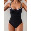 imageB2prity Womens Underwire One Piece Swimsuits Tummy Control Bathing Suits Push Up Swim Suit Color Block SwimwearBlack   Wavy Stripe