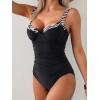 imageB2prity Womens Underwire One Piece Swimsuits Tummy Control Bathing Suits Push Up Swim Suit Color Block SwimwearBlack   Wavy Stripe