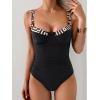 imageB2prity Womens Underwire One Piece Swimsuits Tummy Control Bathing Suits Push Up Swim Suit Color Block SwimwearBlack  Cross Stripe