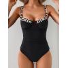 imageB2prity Womens Underwire One Piece Swimsuits Tummy Control Bathing Suits Push Up Swim Suit Color Block SwimwearBlack  Cross Stripe