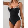 imageB2prity Womens Underwire One Piece Swimsuits Tummy Control Bathing Suits Push Up Swim Suit Color Block SwimwearBlack  Cross Stripe
