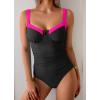 imageB2prity Womens Underwire One Piece Swimsuits Tummy Control Bathing Suits Push Up Swim Suit Color Block SwimwearBlack  Hot Pink