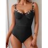 imageB2prity Womens Underwire One Piece Swimsuits Tummy Control Bathing Suits Push Up Swim Suit Color Block SwimwearBlack  Leopard