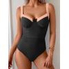 imageB2prity Womens Underwire One Piece Swimsuits Tummy Control Bathing Suits Push Up Swim Suit Color Block SwimwearBlack  Peach
