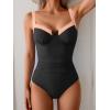 imageB2prity Womens Underwire One Piece Swimsuits Tummy Control Bathing Suits Push Up Swim Suit Color Block SwimwearBlack  Peach