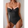 imageB2prity Womens Underwire One Piece Swimsuits Tummy Control Bathing Suits Push Up Swim Suit Color Block SwimwearBlack  Peach