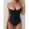 imageB2prity Womens Underwire One Piece Swimsuits Tummy Control Bathing Suits Push Up Swim Suit Color Block SwimwearBlack  Polka Dot