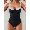 imageB2prity Womens Underwire One Piece Swimsuits Tummy Control Bathing Suits Push Up Swim Suit Color Block SwimwearBlack  Stripe