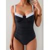 imageB2prity Womens Underwire One Piece Swimsuits Tummy Control Bathing Suits Push Up Swim Suit Color Block SwimwearBlack  Stripe