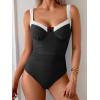 imageB2prity Womens Underwire One Piece Swimsuits Tummy Control Bathing Suits Push Up Swim Suit Color Block SwimwearBlack  White