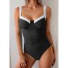 imageB2prity Womens Underwire One Piece Swimsuits Tummy Control Bathing Suits Push Up Swim Suit Color Block SwimwearBlack  White