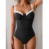 imageB2prity Womens Underwire One Piece Swimsuits Tummy Control Bathing Suits Push Up Swim Suit Color Block SwimwearBlack  White