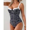 imageB2prity Womens Underwire One Piece Swimsuits Tummy Control Bathing Suits Push Up Swim Suit Color Block SwimwearBlack and White Spots