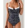 imageB2prity Womens Underwire One Piece Swimsuits Tummy Control Bathing Suits Push Up Swim Suit Color Block SwimwearBlack and White Spots