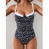 imageB2prity Womens Underwire One Piece Swimsuits Tummy Control Bathing Suits Push Up Swim Suit Color Block SwimwearBlack and White Spots