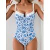 imageB2prity Womens Underwire One Piece Swimsuits Tummy Control Bathing Suits Push Up Swim Suit Color Block SwimwearBlue and White Floral